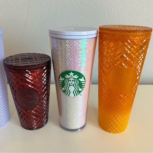 STARBUCKS Lot of 5 COLD CUPS TUMBLER Studded Ruby Iced Lilac Mango Ombré Sequins - Picture 5 of 15
